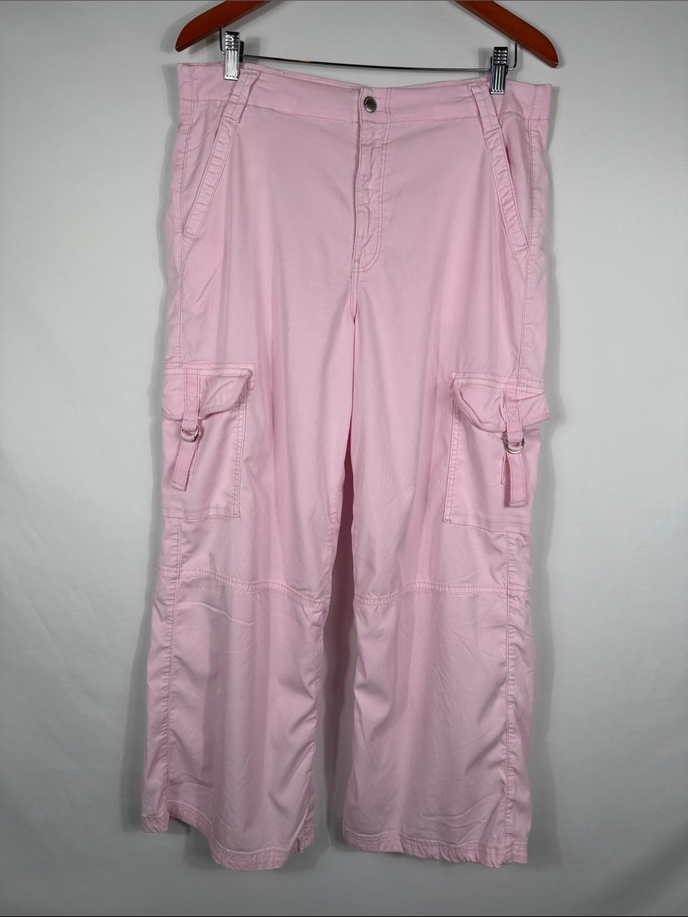 American Eagle Super High Rise Baggy Wide Leg Cargo Pants Pink women’s Size 14 S